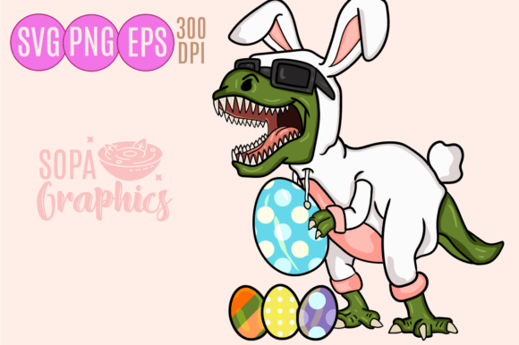 Easter T-rex Spring Easter Egg Graphic: Bold Fun for Your Projects