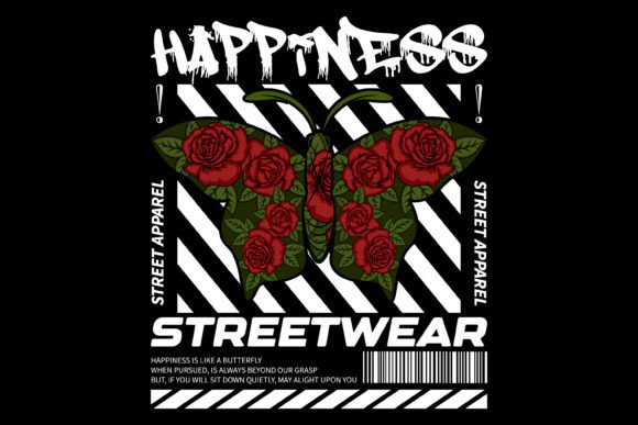 Happiness Streetwear Graphic Design: Bold Vectors for Modern Brands