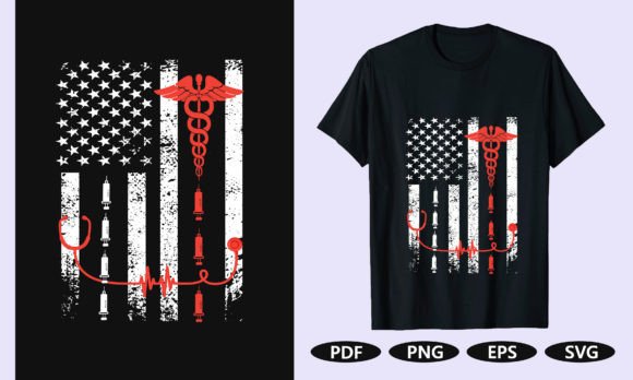 Nurse USA Flag Graphic T-Shirt Design: A Creative Asset for Patriotic Projects